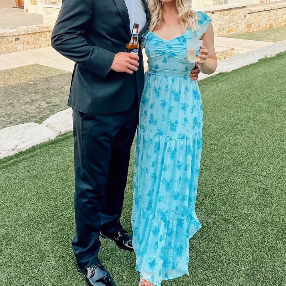 beautiful blue floral long dress